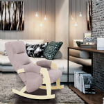 Кресло -качалка ЭЛИТ с карманами Джанни арт.GS-19427 1 уп. (каркас дуб, сиденье серо-розовое Lunar Desert).