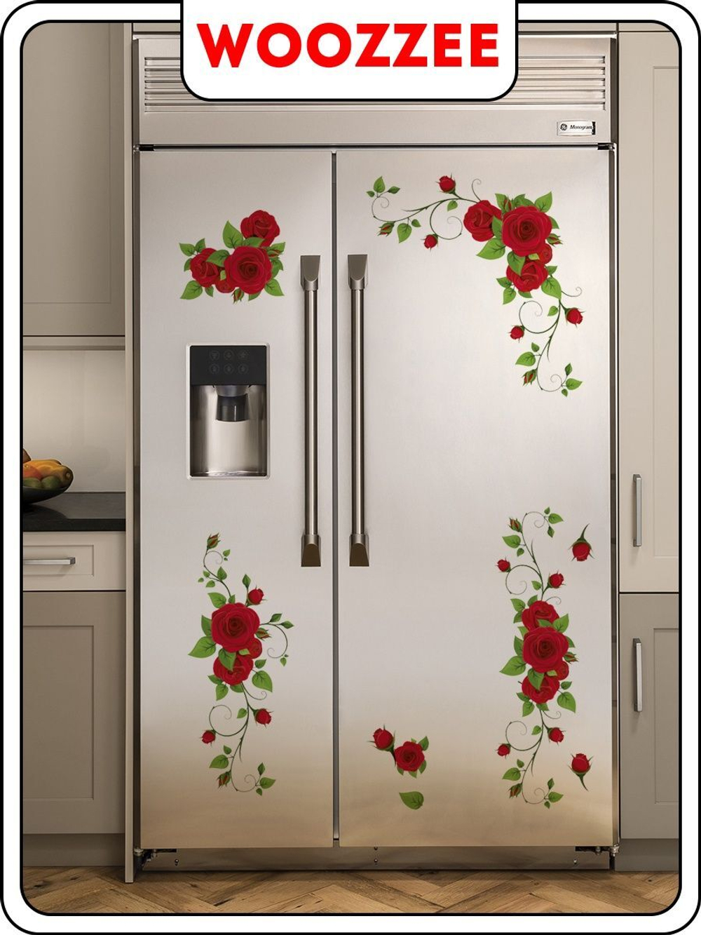 Наклейка декоративная "Уголок из красных роз"