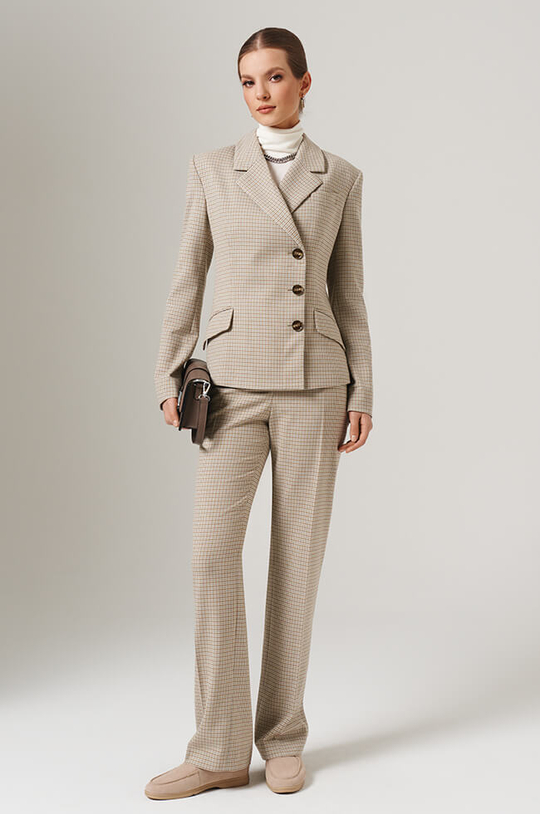 1894 Жакет женский (бежево-оливковый клетка)