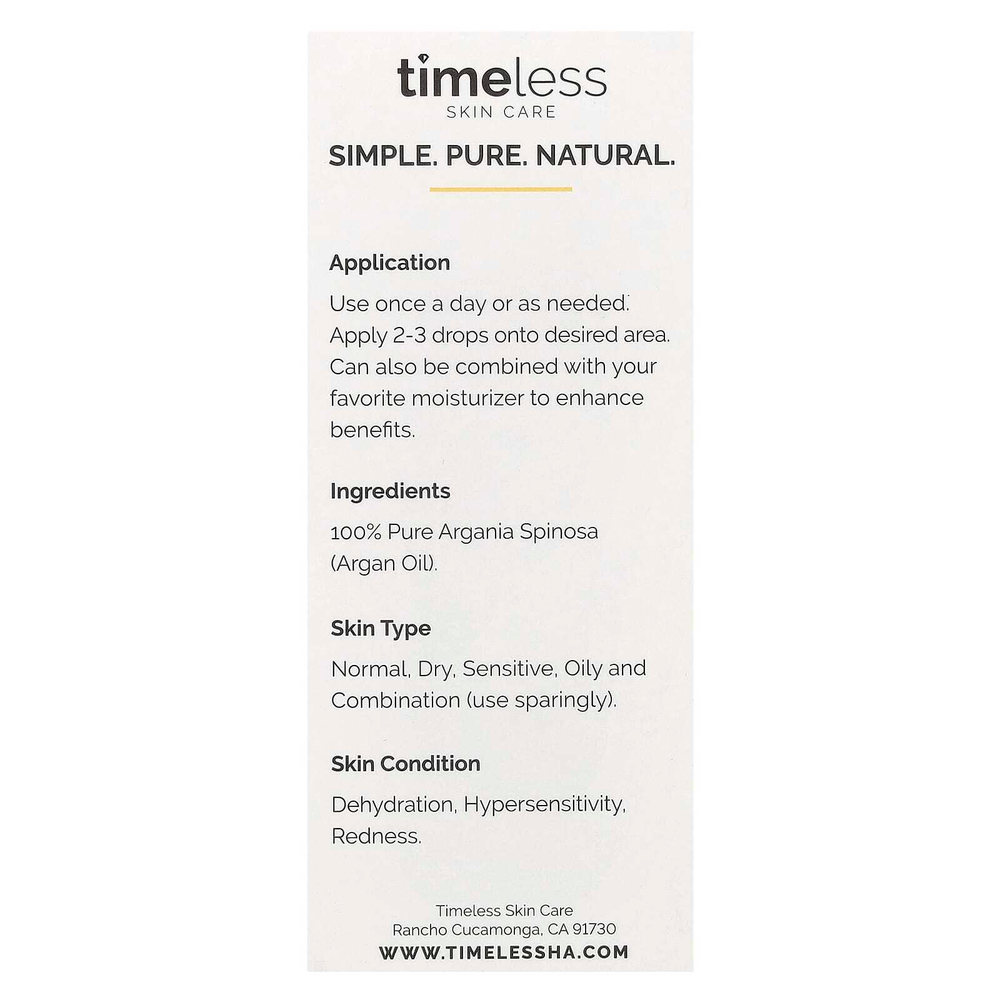 Timeless Skin Care, 100% чистое аргановое масло, 30 мл (1 жидк. унц.)
