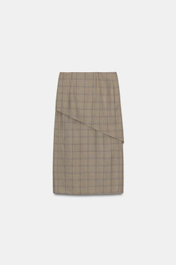 ZARA КЛЕТЧАТАЯ ЮБКА С ВОЛАНАМИ — ZW COLLECTION, РАЗНОЦВЕТНЫЙ