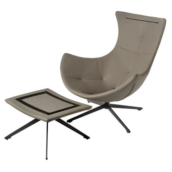 Кресло Hugo бежевая экокожа, шенилл