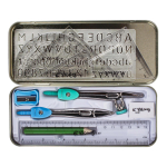 Готовальня 10 предметов "Африканские животные" металлический пенал