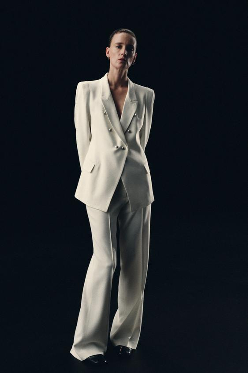 ZARA ПРЯМЫЕ БРЮКИ — ZW COLLECTION, ЭКРЮ