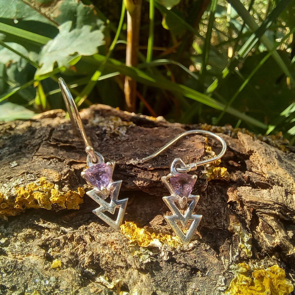 Серьги СТРЕЛА серебро/аметист