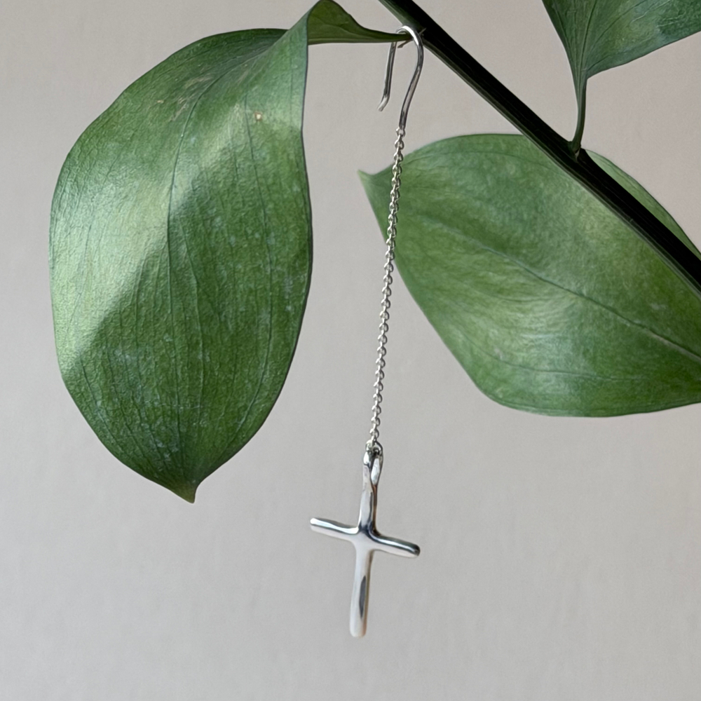 моно-серьга длинная cross