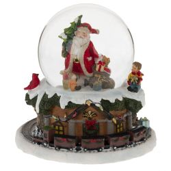 GAEM Фигурка декор в стекл шаре "Санта" (муз с ключ, движ), D 10 см, L15 W15 H15 см