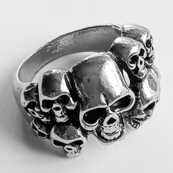 Перстень мужской "Черепа", кольцо стальное. Размер 17. Stainless Steel (нержавеющая сталь). Готические украшения.