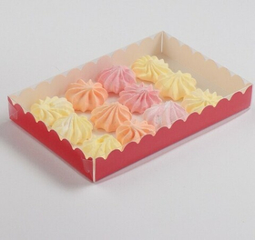 Коробочка для печенья 22х15х3.5 см красная