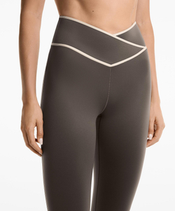 OYSHO Легинсы Perfect-adapt с V-образным вырезом на талии, длиной до щиколотки 65 см, серо-коричневый
