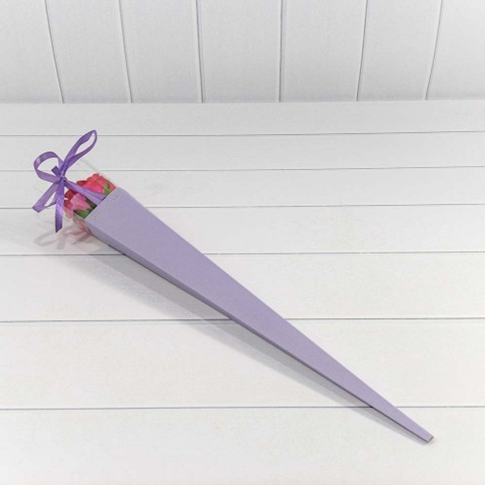 Коробка Ваза для цветов 6х6х60 см "Для одной розы" (Сиреневый)