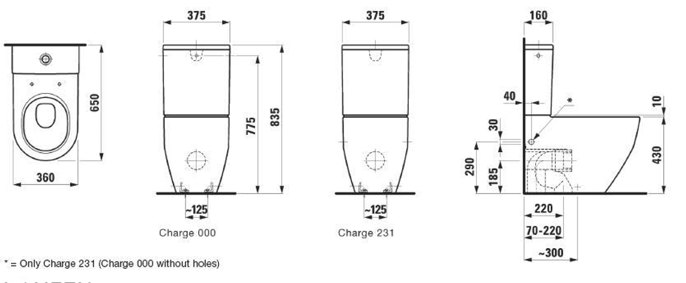 Унитаз напольный с бачком Laufen Pro NEW 8.2595.2.000.000.1 схема