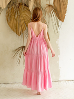 Длинный льняной сарафан (розовый)