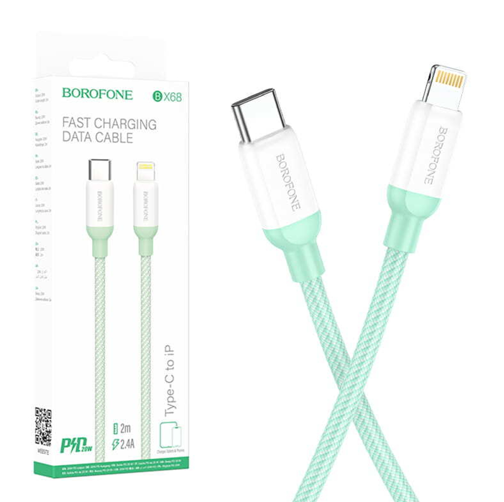 Кабель Lightning -TypeC BOROFONE BX68 PD 20W (зеленый) 2м