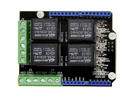 Модуль реле 4 канальный DC 30 V для Arduino (шилд) АС 250 В, 3А