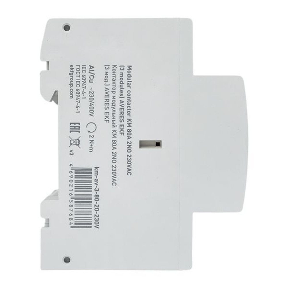 Контактор модульный EKF km-av-3-80-20-230V