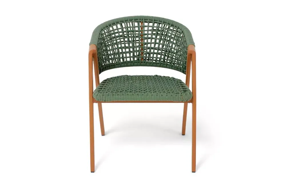 "Амстердам" стул плетеный из роупа, каркас алюминий, роуп зеленый круглый