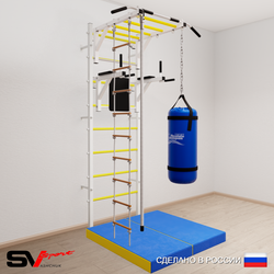 Шведская стенка Sv Sport 5457 (Турник рукоход/Брусья/Канат/Лестница/Цепь/Мешок 30кг/Мат 1м)