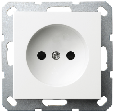 Розетка без заземления с защитными шторками 16A 250V~ 2P, цвет белый глянцевый