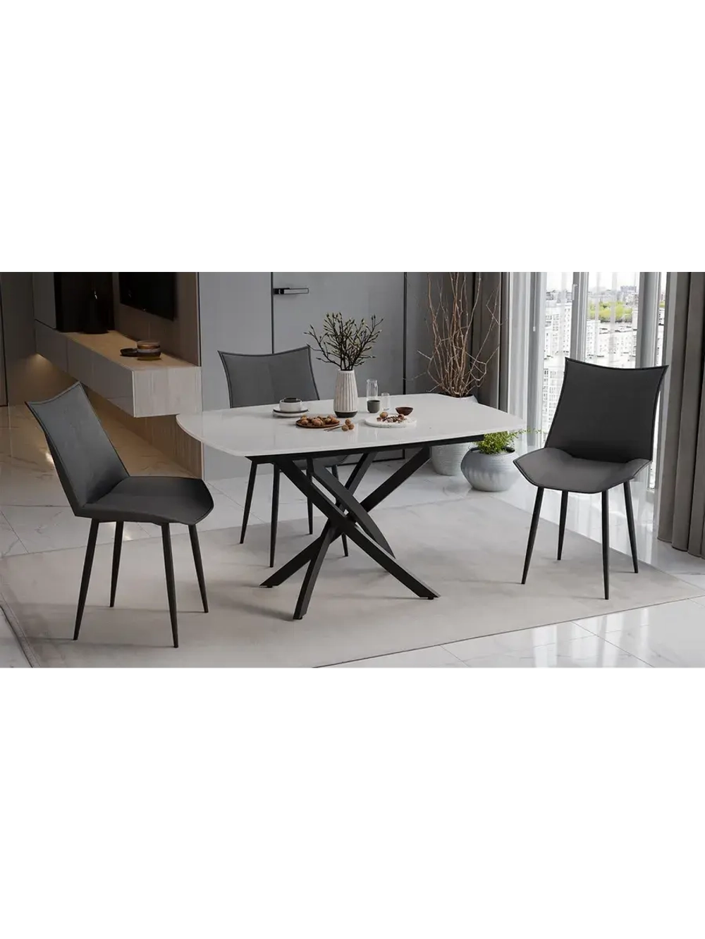 Стол кухонный Черный муар 134(173)х90х75 см