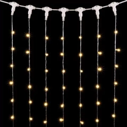 Светодиодный занавес с колпачком 1*6 м., 600 теплых белых LED ламп, прозрачный провод ПВХ, IP65, LTC (PCL601CAP-10-2WW)