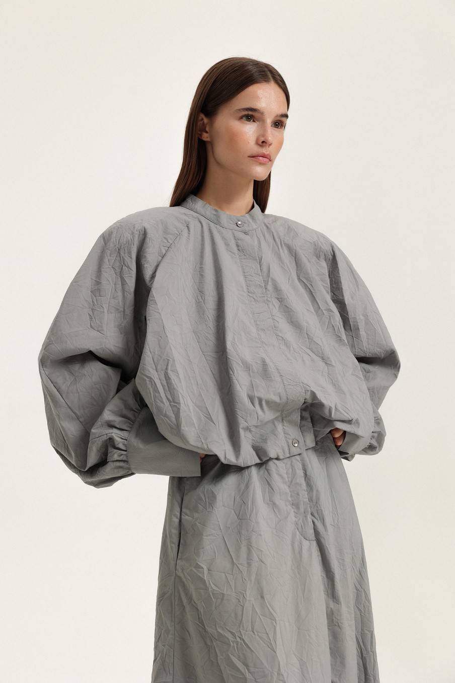 Юбка миди из жатого хлопка