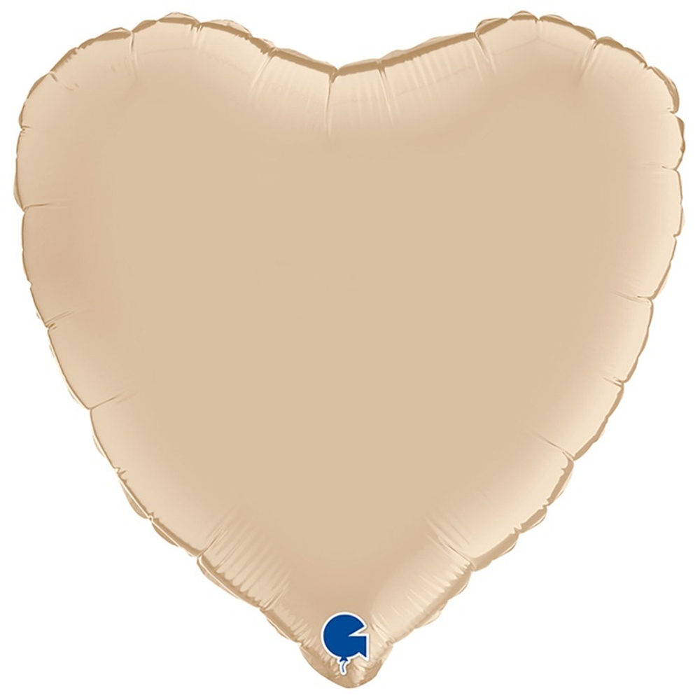 Фольгированная фигура, сердце, 18"/46СМ Сатин Cream