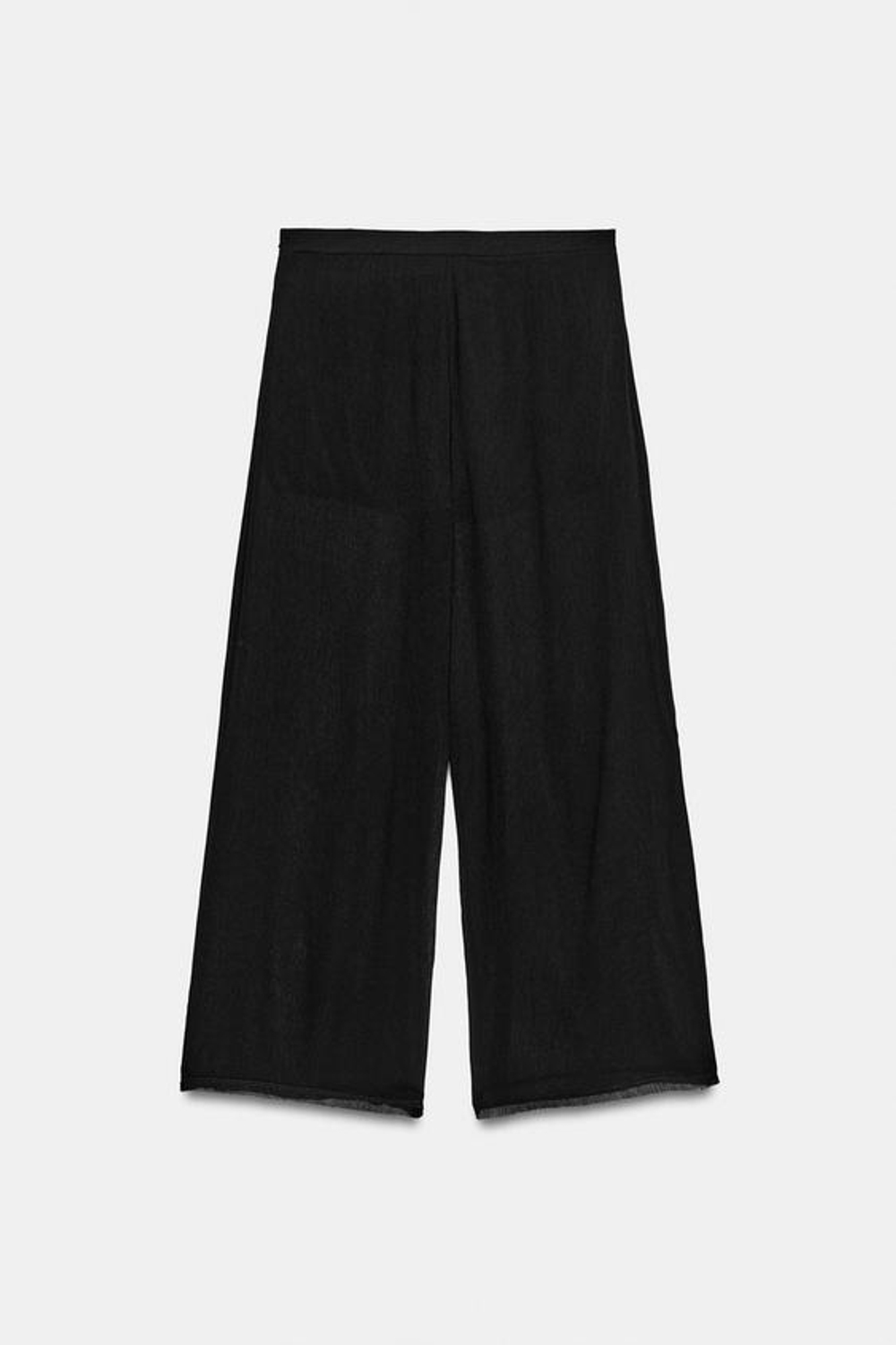 ZARA БРЮКИ ПРЯМОГО КРОЯ ИЗ СТРУЯЩЕЙСЯ ТКАНИ, ЧЕРНЫЙ