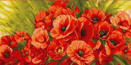 Гобеленовая картина "D. ЗОЛОТЫЕ МАКИ" в багетной раме, Россия.