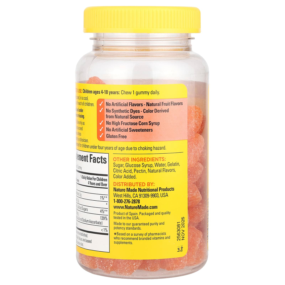Nature Made, Kids First®, жевательные мармеладки с витамином C, мандарин, 125 мг, 110 жевательных таблеток