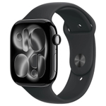 Умные часы Apple Watch Series 11, 46 мм, алюминий цвета «Jet Black», спортивный ремешок "Black", S/M (MEUW4)