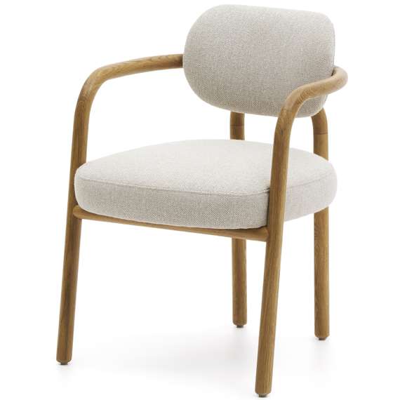 Стул Melqui из массива дуба с мягкой бежевой обивкой | La Forma | Италия