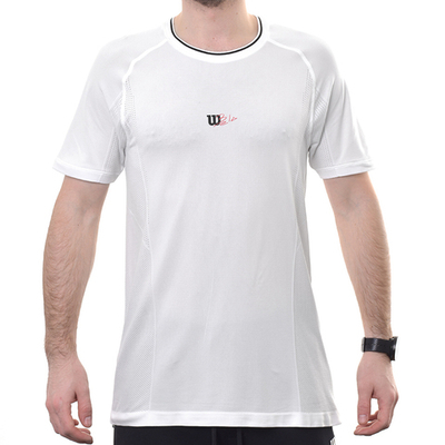 Мужская теннисная футболка Wilson Players Seamless Crew 2.0 - bright white/black
