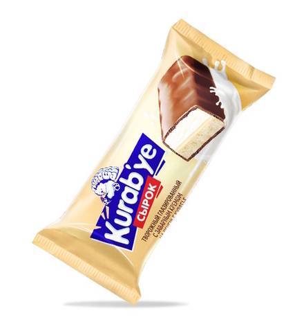 Сырок "Тимоша" творожный глазированный "Kurabye" на печенье с наполнителем "Заварной крем" 65г. Брест