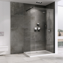 Душевая перегородка Abber Immer Offen 90 AG61090B профиль Черный стекло прозрачное