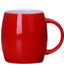 271032Y1 УЦЕНКА Кружка "Бочонок" h=10см, l=12,5см, 480мл, керамика глян.красный