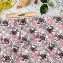 Ткань муслин раскрывшиеся сероватые цветы