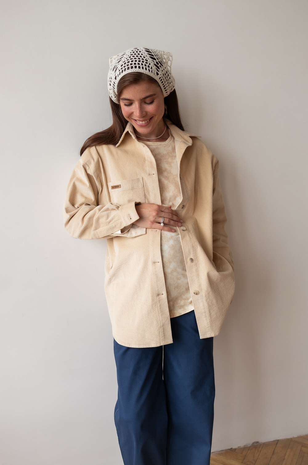 Джинсы для беременных свободные, Темно-синий