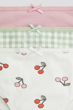 H&M Набор из пяти хлопковых трусиков с принтом, розовый