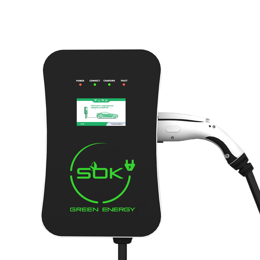 Зарядная станция S’OK Green Energy M3W Series Wallbox EV Charger SM3W10732542-7, 1-phase, 7kw (32a/ 220v), OCPP 1.6J, уровень защиты IP54, кабель 7.5м