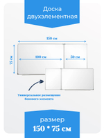 Двухэлементная(П) магнитная полимерная школьная доска 1500х750 (маркерная)