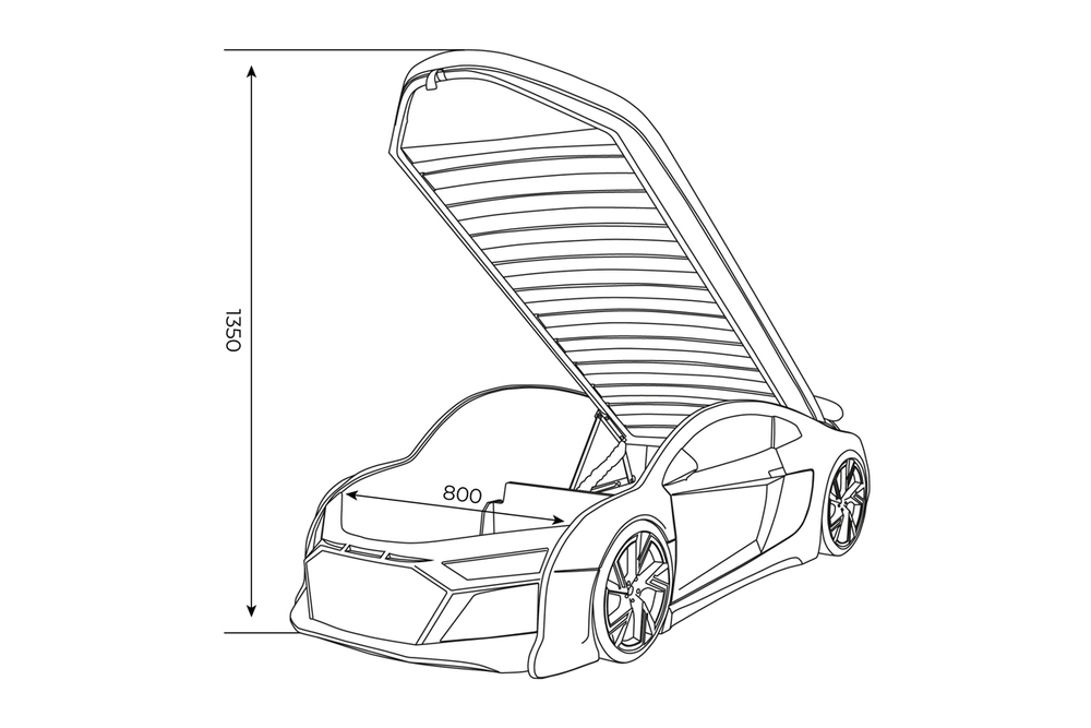 Кровать машина с матрасом N1 AUDI белая