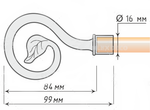 Карниз кованый для штор Завиток одинарный d16 мм однорядный, цвет хром матовый