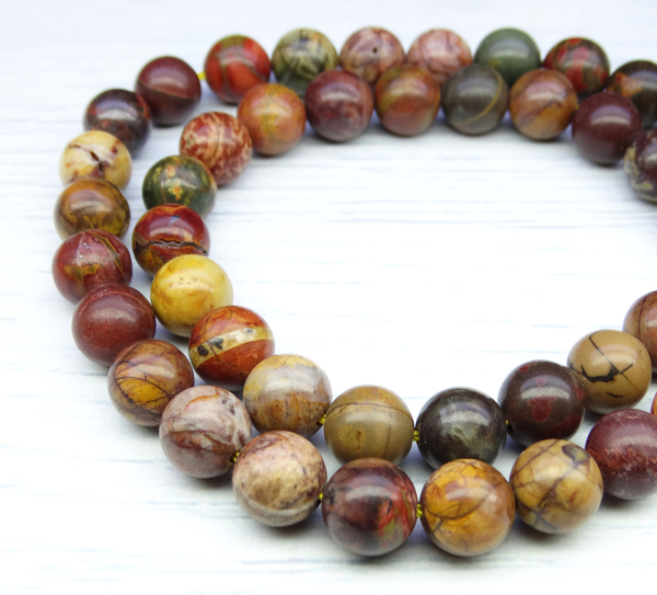 ПК084НН8 Бусины из природного камня Яшма Пикассо, размер: 8 мм, 10 шт.