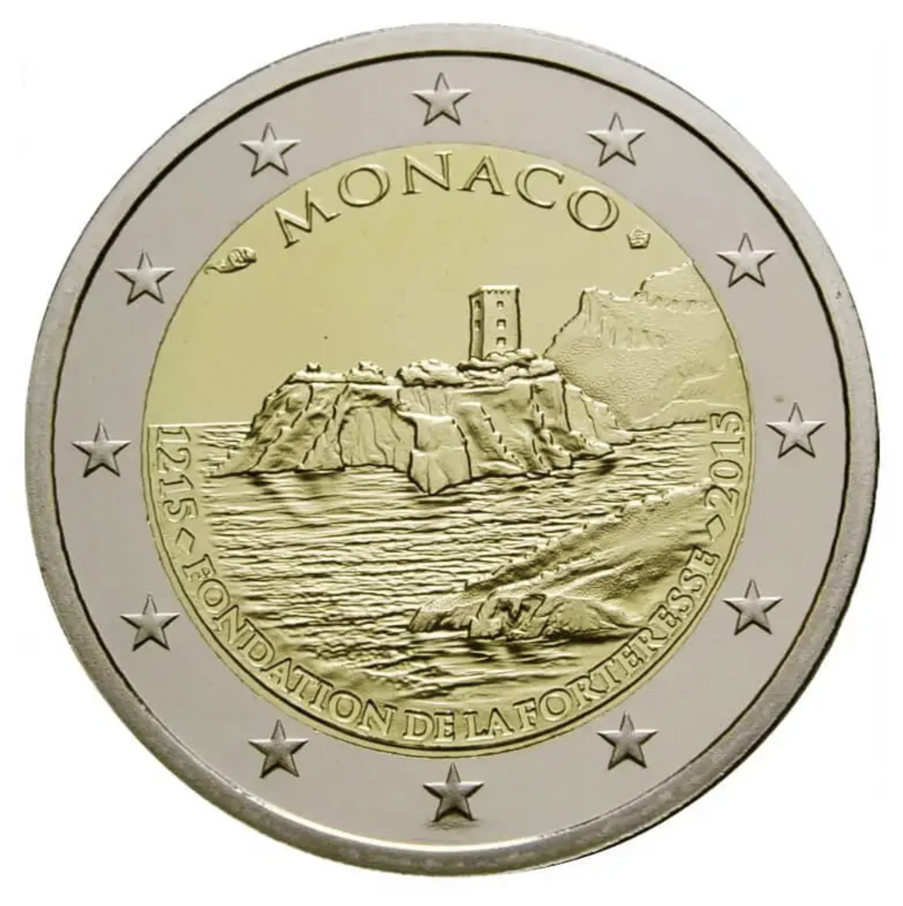 2 евро 2015 года Монако. 800 летие строительства первой крепости Монако