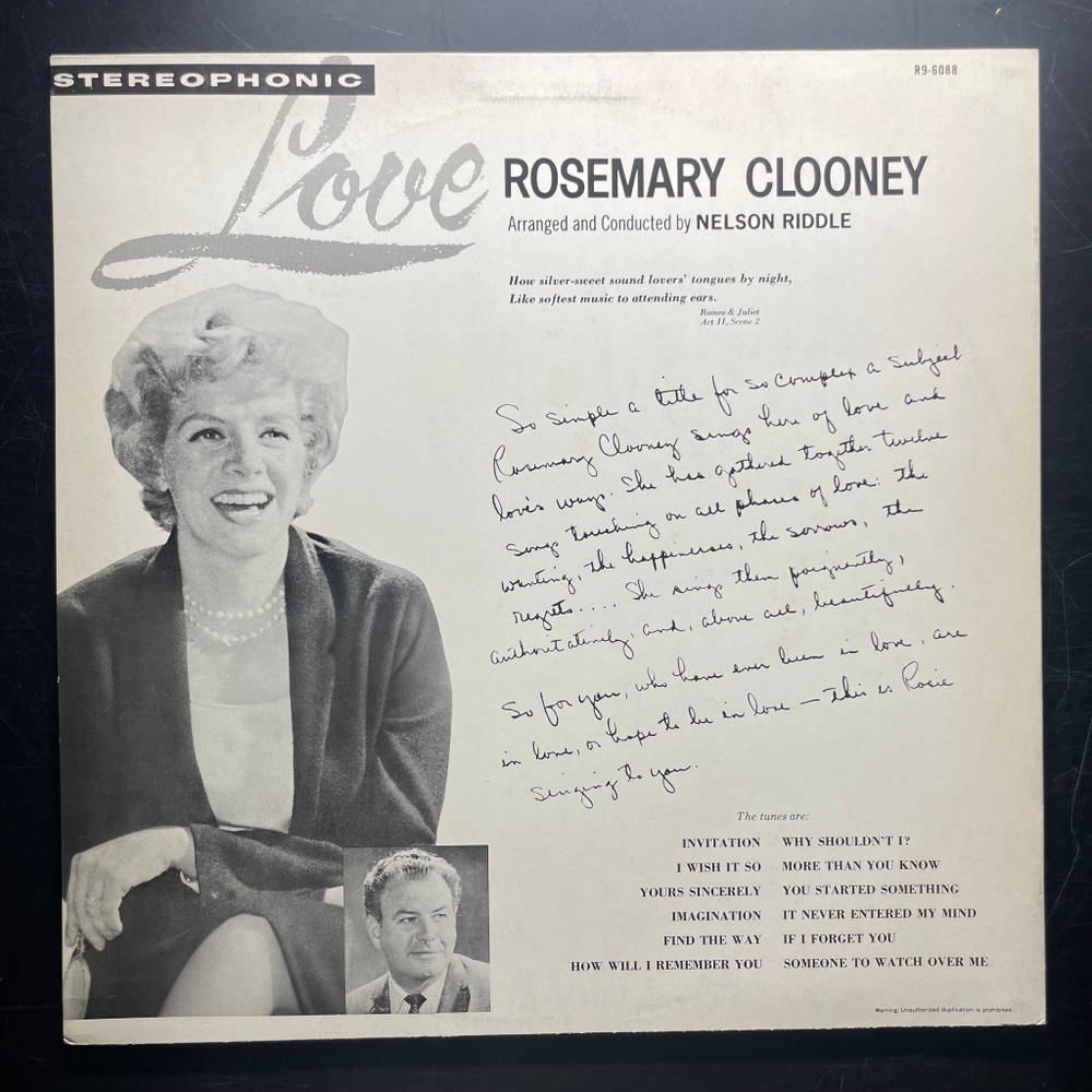 Rosemary Clooney ‎– Love (Япония 1985г.)