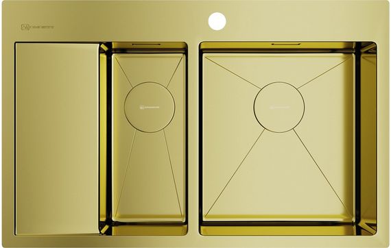 Мойка Akisame 78-2-LG-R нерж.сталь/светлое золото(арт.4973088)