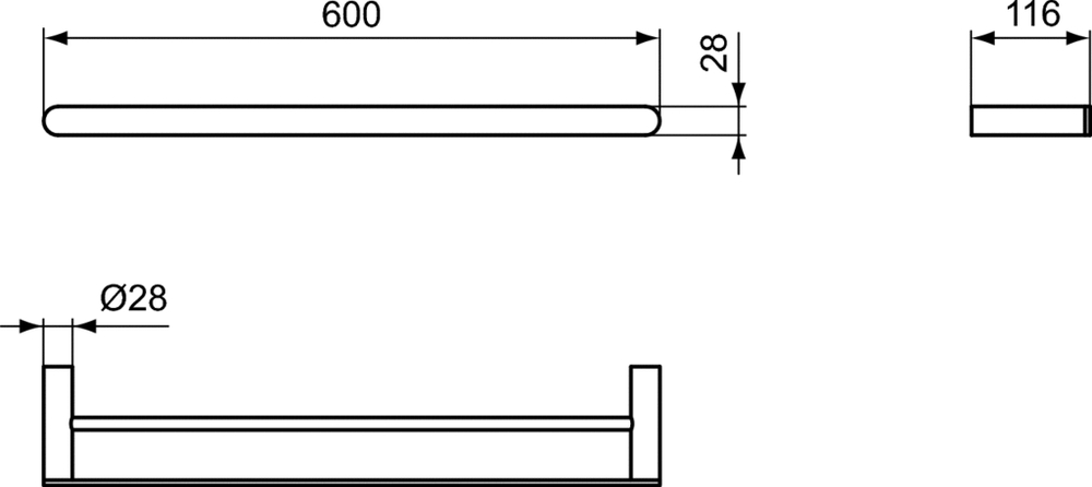 Полотенцедержатель двойной 60 см Ideal Standard CONCA T4501A2