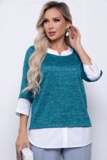 Джемпер "Нежный акцент" Б7252 (зеленое море) LT Collection (Акция)