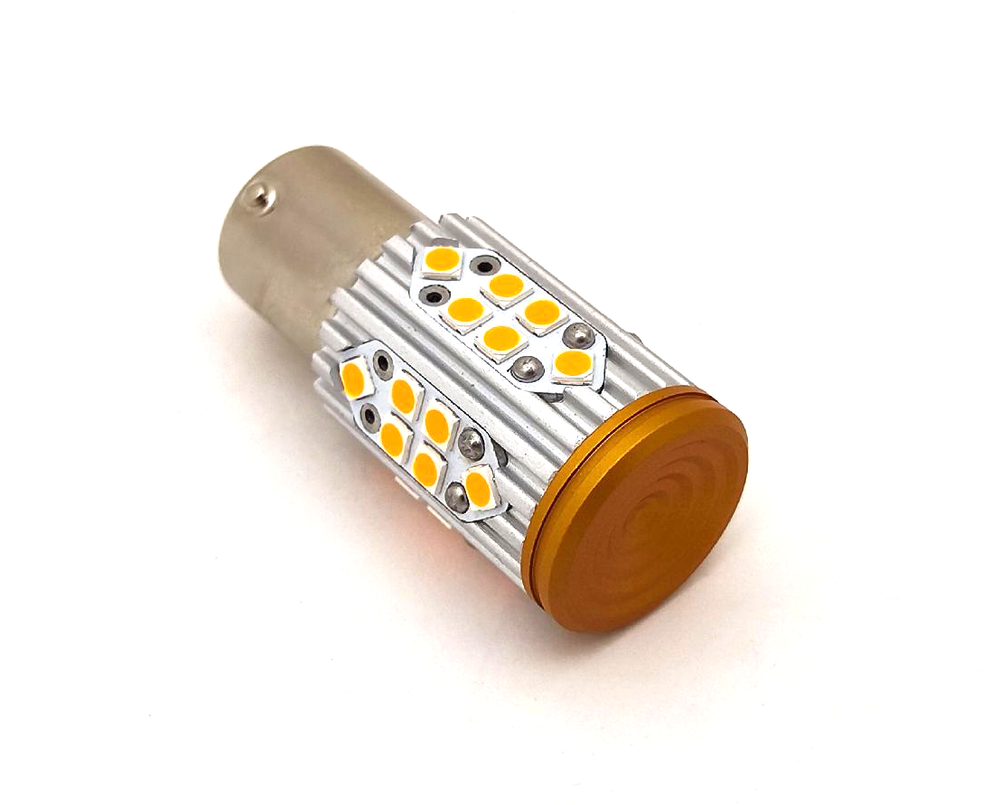 Светодиодная лампа PY21W 1156 (180°) Yellow Can (оранжевый) со встроенным сопротивлением (для поворотников), 1шт